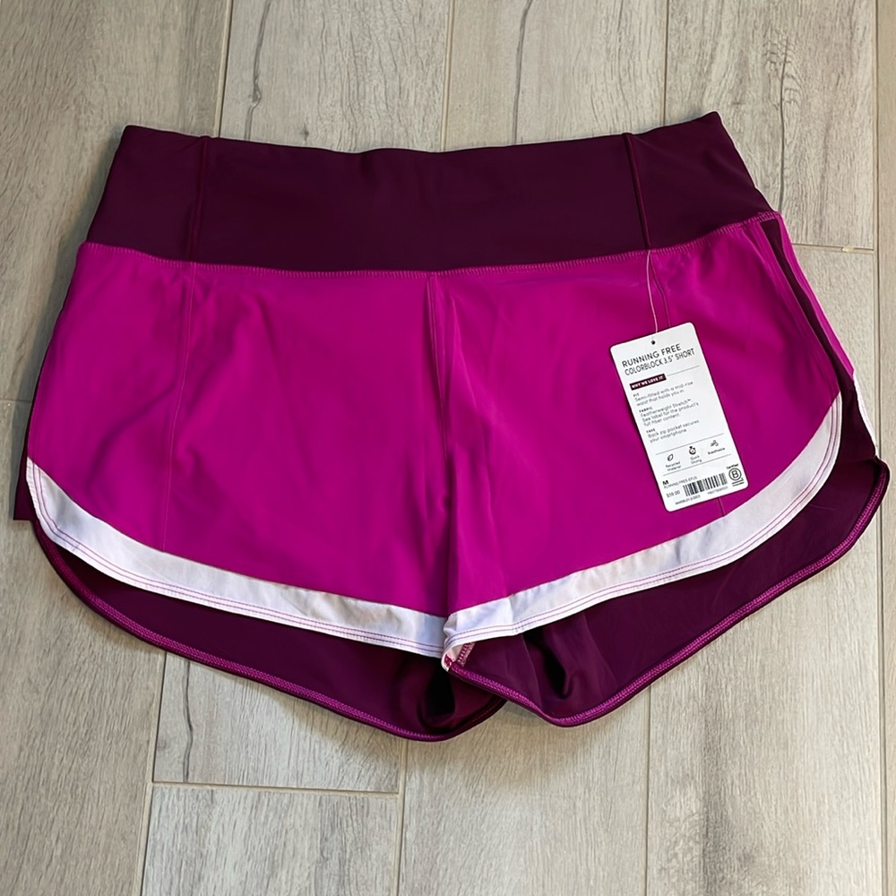 Running free color block shorts 3.5”
